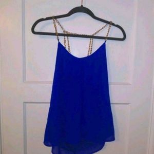 Blue and Gold chain blouse